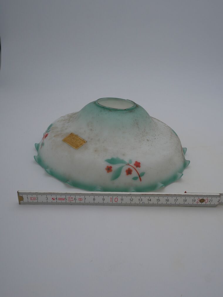 Leuchtenschirm aus Überfangglas mit Pflanzenmotiv